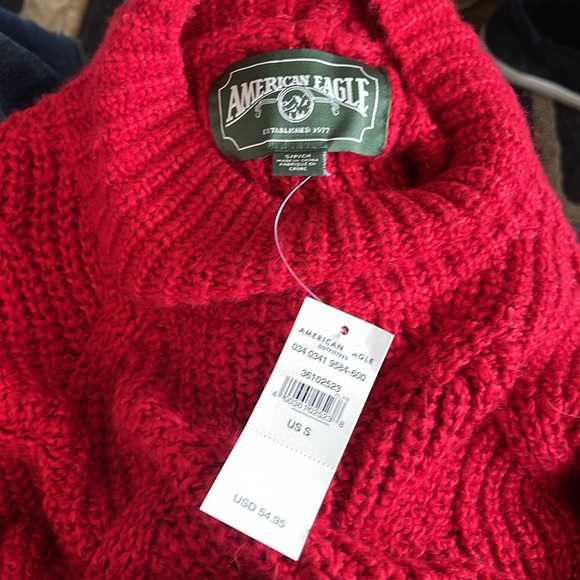 American Eagle Outfitters Red Cable Knit Mock Neck Sweater - Picture 5 of 5
